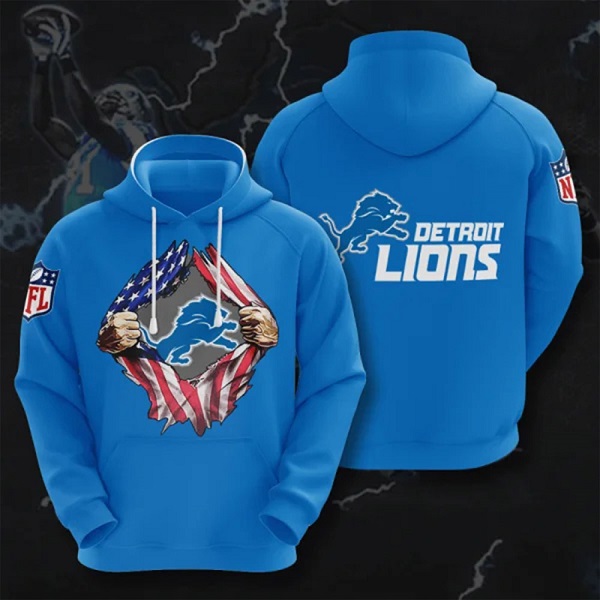 Men's Detroit Lions Blue 3D Trending T-Shirt Hoodie